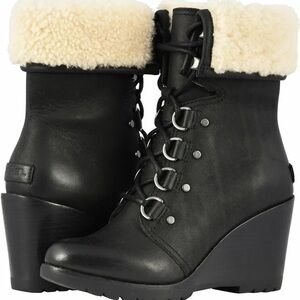 Sorel Women’s After Hours Lace-Up Shearling Waterproof Wedge Boots